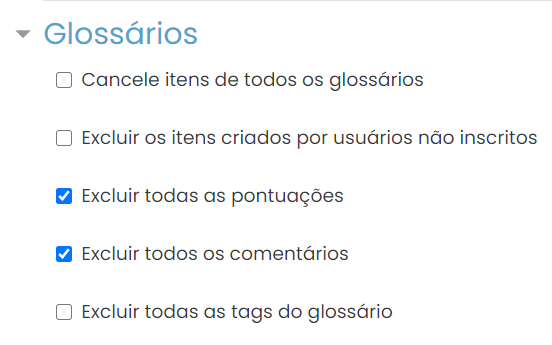 Excluir itens do glossário