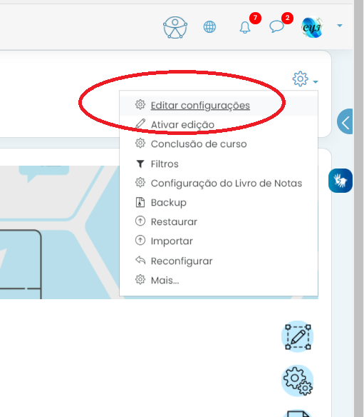 Visibilidade do curso
