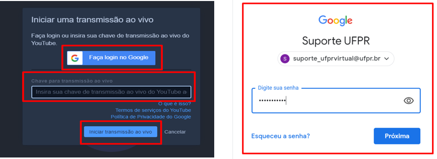 Login com sua conta no Youtube