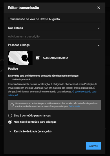 Editar transmissão